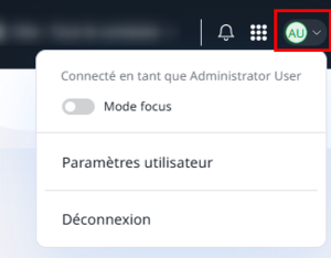 menu d&eacute;roulant du profil utilisateur